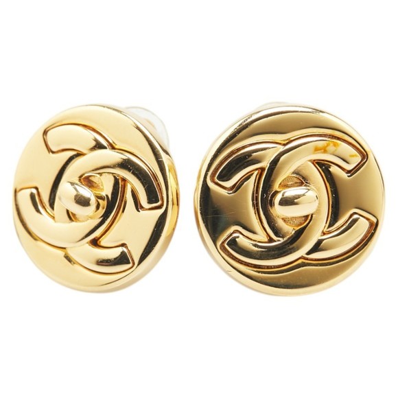 CHANEL Gold Coco Mark Earrings - Picture 1 of 6